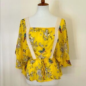 Yellow Floral Blouse/ top